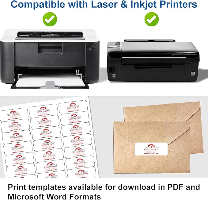 1" x2-5/8 Address Label for Laser Inkjet Printer 250 Sheets, Printable Shipping Label 30 per Sheet, 5160 8160 White Mailing Labels for Package Envelope