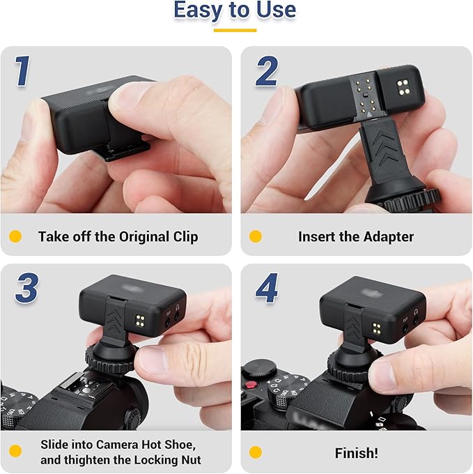 JJC Cold Shoe Mount Adapter for DJI Mic 1 with 1/4"-20, Durable ABS Cold Shoe Adapter for DJI Mic1 Only, Hot Shoe Accessories for DSLR Camera Vlogging Video Recording