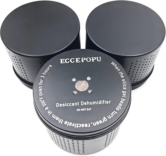 Gun Safe Dehumidifier 200g - Silica Gel Desiccant Canister, Moisture Absorber for Gun Cabinets & Safes, Protect 80 Cubic Feet, Black, Aluminum Shell