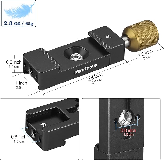 Universal Arca Swiss Clamp, Quick Release Plate Clamp, Aluminum Camera Mount Clamp, Adjustable Lever Knob, Arca Tripod Mount Compatible with DSLR Camera Tripod Ball Head Monopod