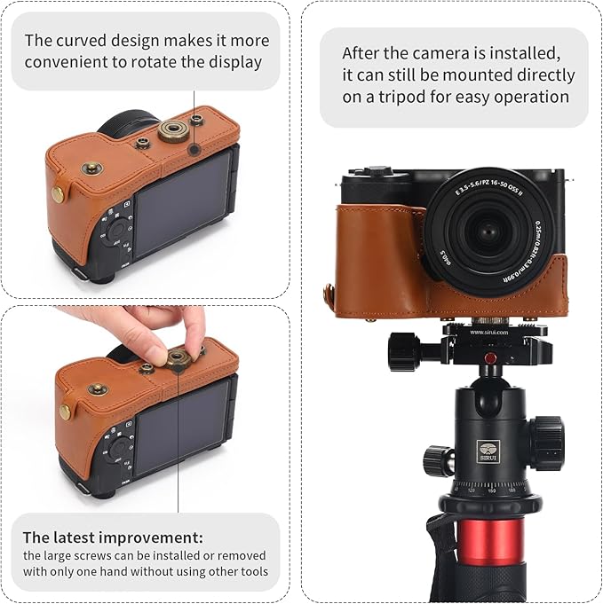 Hargedis for Sony ZV-E10 II case Premium PU Full Body Leather Camera Case Bag for Sony ZV-E10 II Fit 16-50mm Lens with Camera Shoulder Strap