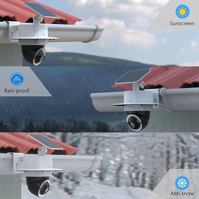 Koroao Rain Sun Shield Cover with Adjustable Solar Panel Gutter Mount for Eufy 4G LTE Cam S330,All-in-One ABS Cover Housing Bracket for Camera and Solar Panel (Gutter Mounting)