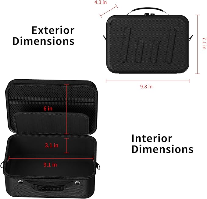 bibuks Hard Shell Camera Case Compatible with Canon EOS Rebel T7/R50/R100 and More DSLR & Mirrorless Cameras – Portable Travel Bag with Adjustable Dividers, Mesh Pocket & Shoulder Strap (Black)