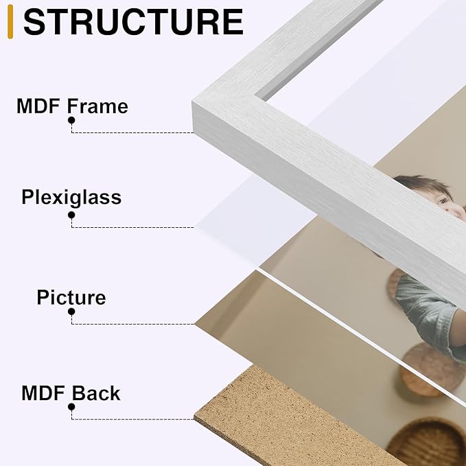 decorUhome Triple 4x6 Picture Frame Vertical, Engineered Wood Trifold Photo Frame with Plexiglass for Tabletop Display, 4x6, Silver