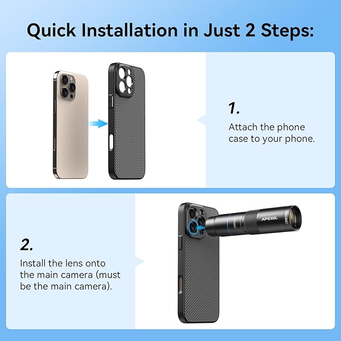 APEXEL 17mm Thread Lens Phone Case Compatible for iPhone 16 Pro Max, Compatible with All Telephoto & Macro Lenses, Durable Protective Cover Black