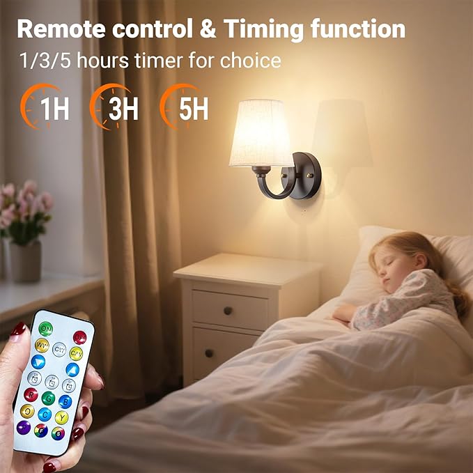 Peel and Stick Wall Sconces, No Drilling Stick On Wall Sconce, Wireless Battery Operated Wall Lights, Adhesive Wall Lamp with 10000mAh Battery Bulb for Bedroom Living Room Decor