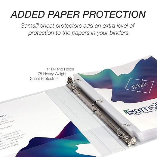 Samsill Durable 1 inch 3 Ring Binder, Made in USA, D Ring Binder, FSC 100% Recycled Chipboard, White, 4 Pack
