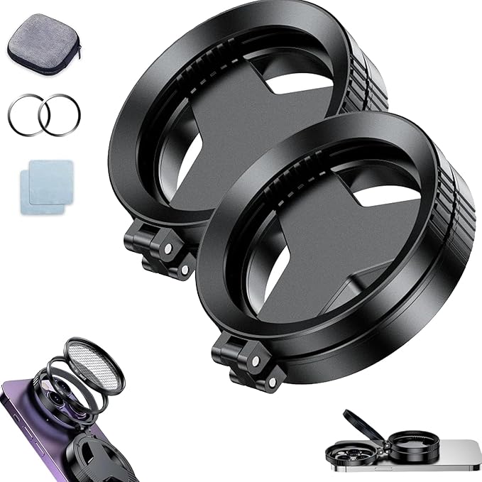 Anti-Glare Magnetic Phone Filter, 2"/52mm CPL Anti-Reflection Polarizing Filter, Quick Attach, Supports Stacking, for Outdoor Shooting, Glass Surfaces, Night Lighting Photography (A+B)
