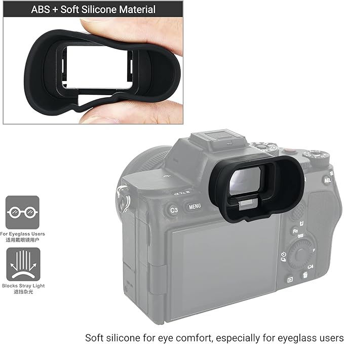 Soft FDA-EP19L Eyecup Eye Cup Viewfinder Cover for Sony A7V A7 V A7IV A7 IV A7RV A7R V A7R5 A7S III A7SIII A7S3 A9III A9 III A1 Alpha 1 Cameras, Long Extended Rubber Eyepiece Replace Sony FDA-EP19L