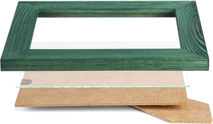 Rustic Wooden Picture Frame 4x6 Inch - Set of 2-100% Natural Eco Barn Wood with Real Glass - Made for Wall Hanging and Tabletop Display - Green