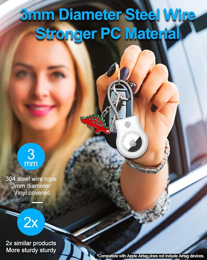 SCALLOP for Airtag (1st & 2nd Gen) Holder with Wire Cable,Durable-Resistant-Secure Airtag Keychain,360°Protective AirTag Case Accessory for Keys, Key Chain,Luggage Compatible Apple Air tag