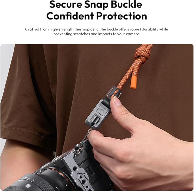 ULANZI CSS2 U-Snap Camera Strap, Quick Release Neck Shoulder Strap with 60kg Load Capacity, Adjustable Padded Anti-Slip Strap for DSLR Mirrorless Camera Binocular Camcorder (Twilight Orange)