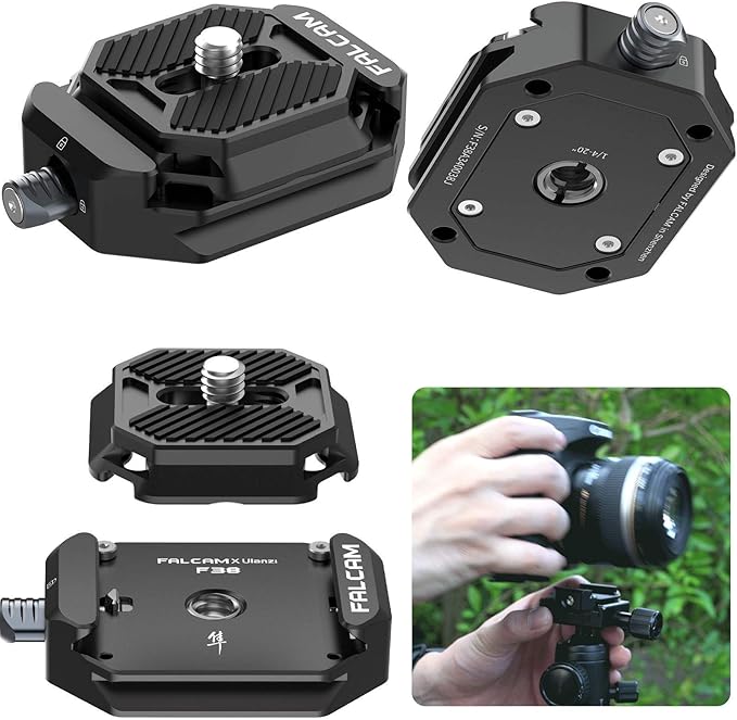 ULANZI F38 Camera Quick Release Plate w 1/4" to 3/8" Screw Thread + ULANZI Smartphone Video Rig with Handles