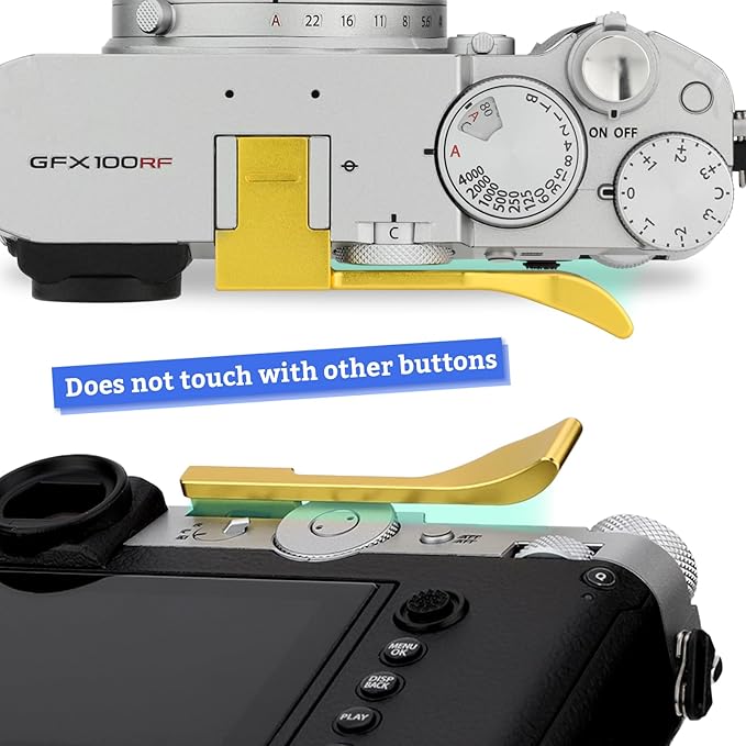 Haoge Metal Thumb Up Grip for Fujifilm GFX100RF Camera Digital Accessories GFX 100RF Hot Shoe Thumb Up Rest Support Handgrip Golden THB-GFXRFG