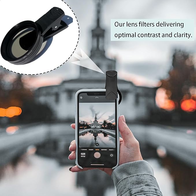 52mm CPL Phone Camera Lens, Clip-On Cellphone Lens CPL Filter Polarizer, Universal Cell Phone Camera Lens Compatible with Most Mobilephone Models(Black)