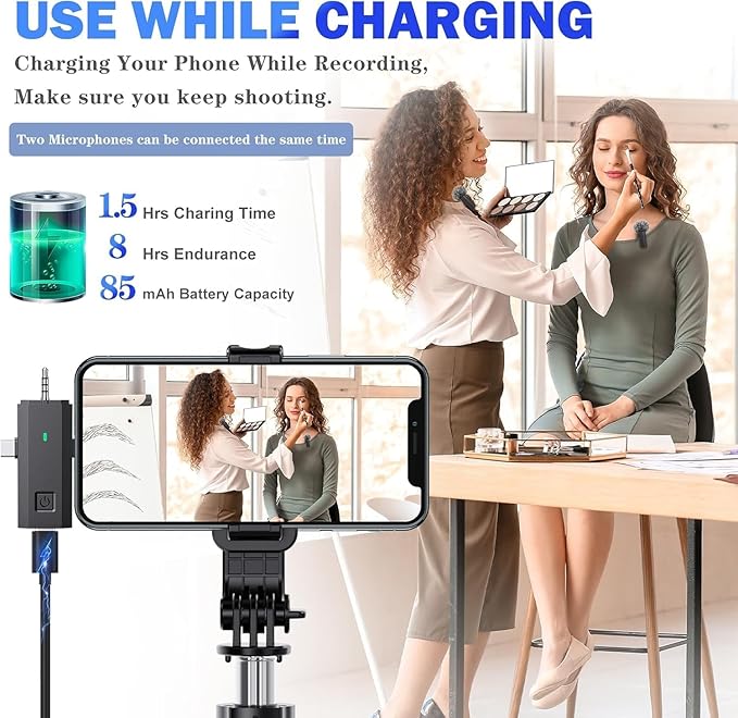 3 in 1 Wireless Microphone for iPhone, iPad, Android, Camera, Mini Lavalier Lapel Mic, USB-C Microphone, 2.4G Ultra-Low Delay, Microphones for YouTube,TikTok,Video Recording,Live Streaming,Vlog