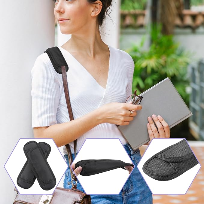 2 PCS Soft Shoulder Strap Pad, Adjustable Fit Backpack Strap Pads Black Breathable & Removable Shoulder Pad for Bag Straps, Comfortable Guitar Straps Pads for Computer Bag Camera Padding