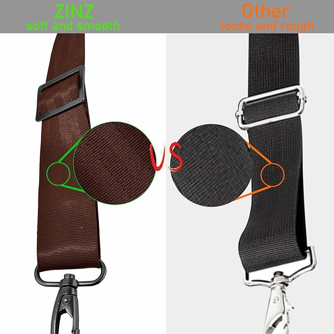 ZINZ 77 Inch Shoulder Strap Univesal Bag Strap with Fixed Pad Ultra Thick Plus Long & Breathable Cushion, Replacement Strap for Bags,Brown