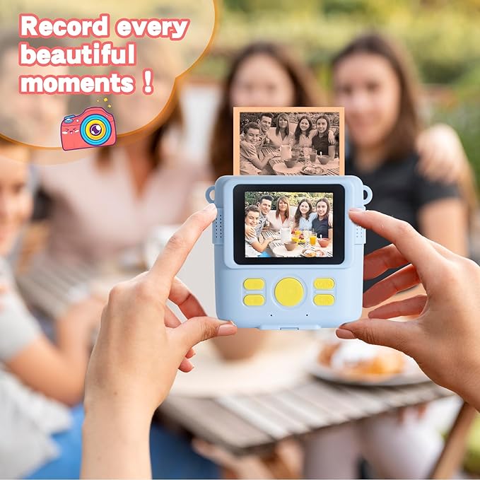Hikkon 12 Rolls Kids Instant Camera Thermal Print Paper Refill - 3 Colors (Pink, Blue, Yellow) Compatible with Most Children Instant Print Cameras