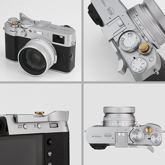 Haoge THB-XVS Metal Thumb Grip Up Rest Hand Grip for Fujifilm X100VI Fujinon X100V Camera Accessories Silver Hot Shoe Thumb Up