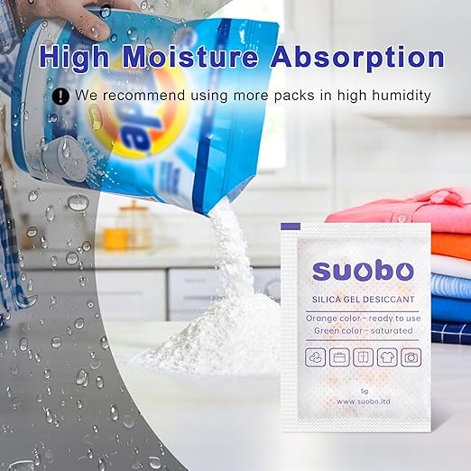 Silica Gel Packets, 5 Gram 120 Packs Moisture Absorbers for Food Grade, Desiccant Packs for Storage with Color Indicating, Rechargeable Silica Packets for Food Storage, Shoe Boxes, 3D Filaments, Safes