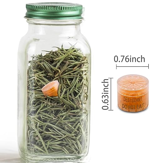 100pcs 2 Gram Food Safe Desiccant Canisters, Indicating [Orange to White] Silica Gel Capsules for Storage, Moisture Absorbers Canister