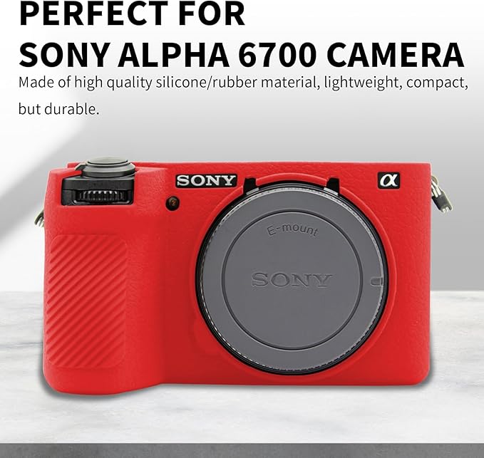 Easy Hood Camera Case for Sony Alpha 6700, Soft Silicone Protective Cover a6700 DSLR Camera Anti-Scratch Slim Fit Body Skin Protector Housing Sleeve for Sony A6700 Mirrorless Camera Red