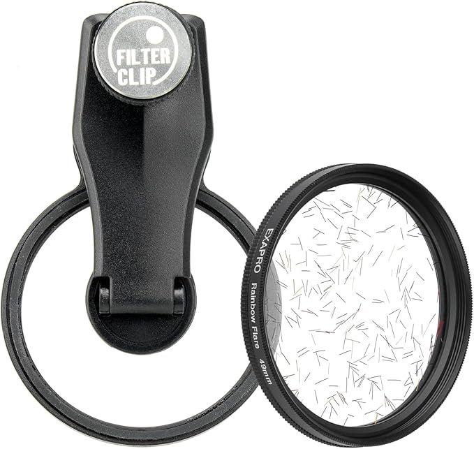 EXAPRO Smartphone Lens Filter Clip + Rainbow Flare Filter Set, forφ49mm Lens Filter, Rotating Frame Type, Compatible with iPhone/Android, ‎EXP-FCRRF-02