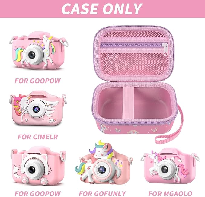 ANKHOH Kids Camera Case for Goopow/for Mgaolo/for CIMELR/for Seckton/for OZMI/for Dylanto Digital Camera Toys and Video Camcorder Storage Holder Organizer -Pink(Box only)