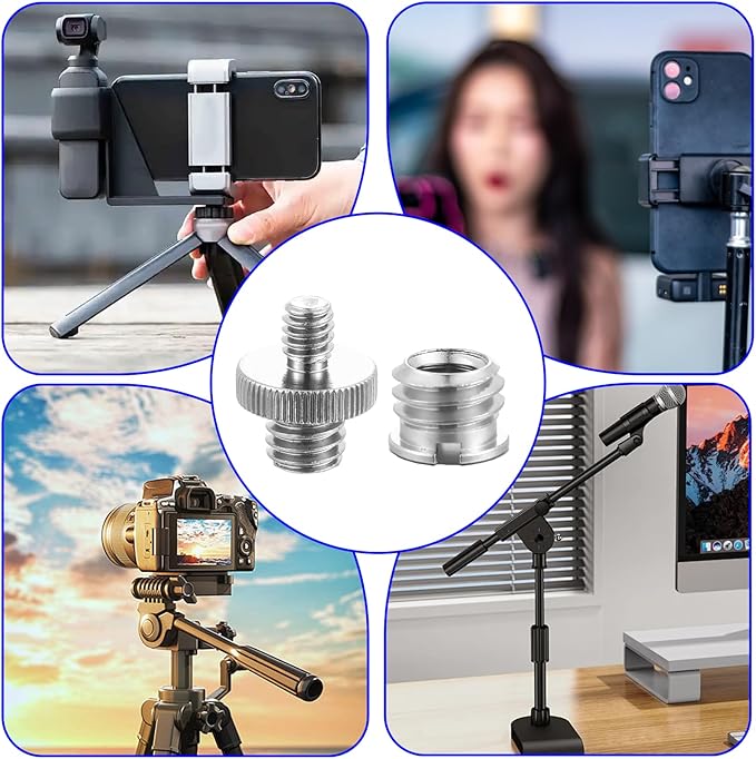6 Pcs Tripod Adapter, 1/4 Inch to 3/8 Inch Tripod Adapter with 3/8 to 1/4 Mount Screws for Camera Monopod Light Stand Accessory Quick Release Plate