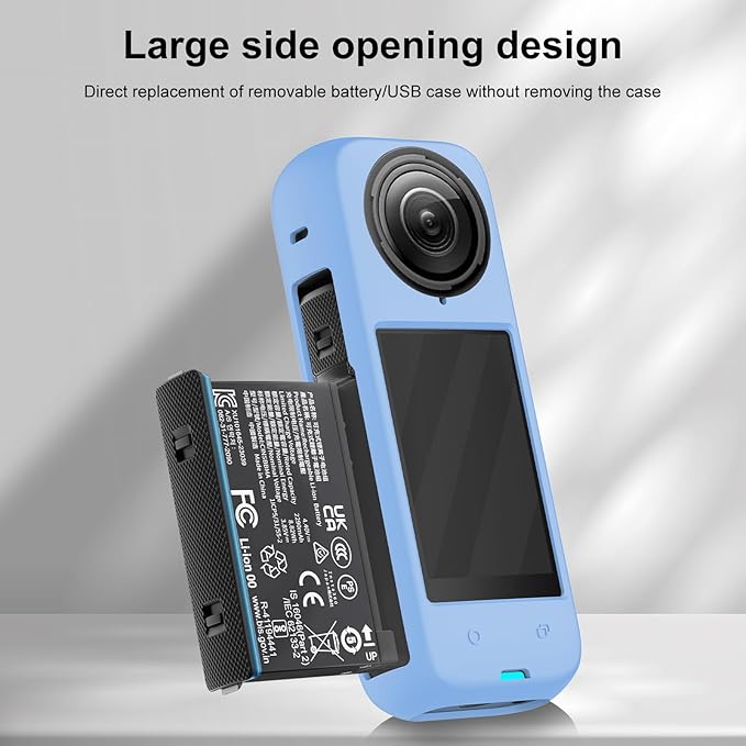PULUZ Silicone Protective Case for Insta360 X4 with Lens Cap, Soft Camera Protective Cover and Standard Lens Guard for Insta 360 X4 Accessories(Blue)