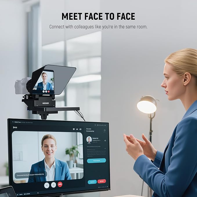 NEEWER 2 in 1 Teleprompter 11 Inch with Monitor, Supports Screen Mirroring, Portable Prompter for Camera Mobile Phone Webcam Windows MacOS for YouTube Twitch Live Streaming Conference, X11