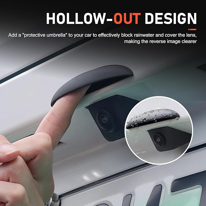Car Rear View Camera Cover, Waterproof Anti-rain Protective Shield for Reversing Camera, Wider ABS Backup Lens Protector Guard, Self-adhesive Exterior Modification Accessory (White)