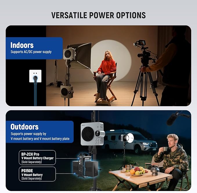 NEEWER HS200B Portable LED Video Light APP/2.4G/DMX Control, 280W 84400lx/1m Bi Color 2700-6500K CRI95+ COB Continuous Output Key Lighting Bowens Spotlight for Recording Streaming Studio Photography