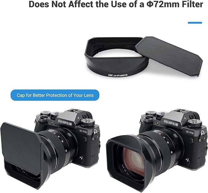 JJC Metal Square Bayonet Lens Hood Shade for Fuji Fujifilm XF 16-80mm f/4 R OIS WR Lens on Fuji X-T5 XT5 X-T4 XT4 X-S10 XS10 X-T3 XT3 X-T2 XT2 X-H2 XH2 Camera, for Fuji XF 16-55mm F2.8 R LM WR II Lens