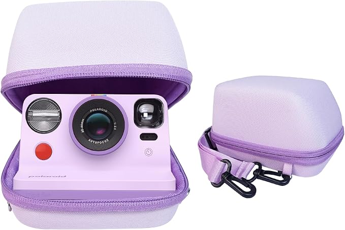 Kuprusar Camera Case for Polaroid OneStep 2VF/Now+ Camera, Hard Carrying Case Protective EVA Storage Bag for One Step+/Now/Now+ Plus 2nd I-Type Instant Film Camera with Shoulder Strap, Purple