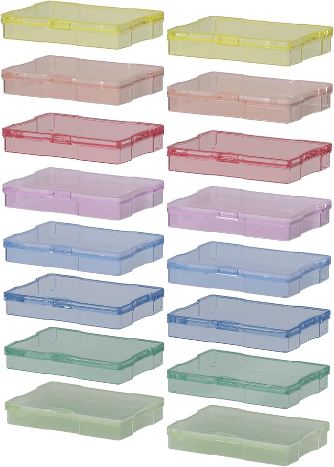 ＯｐｐｓＺｅｃｅ 4" x 6" Photo Organizer Storage Container with 16 Inner Case, Photo Storage Box with Handle for Crafts, Arts, Scrapbooking Stationery, Seed, Sewing Supplies, Arts Supply(Candy-Colored)