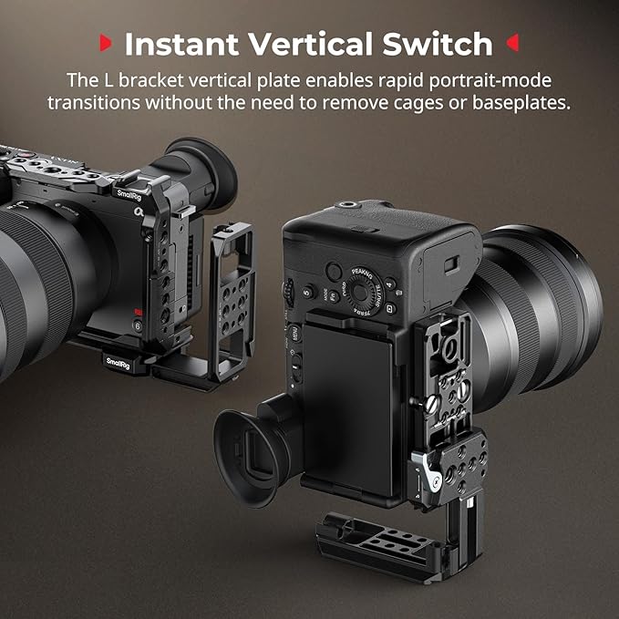 SmallRig Vertical Mount Plate for Cage, Built in 1/4''-20 Thread and Baseplate for Arca-Type, L Bracket Switching Grip for Tripods, for DJI RS 4 Pro/RS 4 Mini/RS 4 / RS 3 Pro / RS3 / RS2-5594