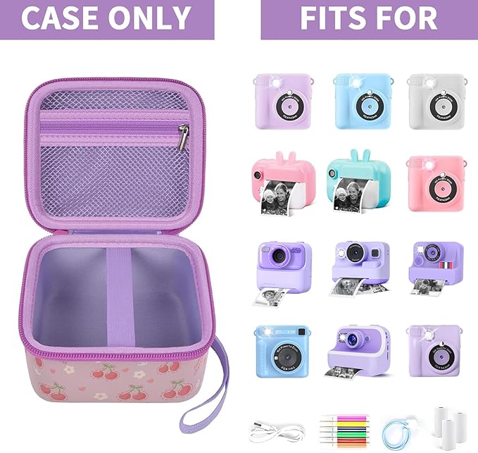 Kids Instant Print Camera Case Compatible with ESOXOFFORE for Dylanto for DUDUDRAGON for GKTZ for Dafotil for Careenoah for Aasonida Toddler Digital Prints Paper Storage Bag (Box Only) Light Purple
