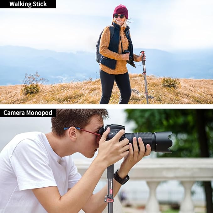 66.9in/170cm Camera Monopod INNOREL VM80A Aluminum Alloy Portable Compact Lightweight Travel Monopod with Fast Flip Lock for Canon Nikon Sony DSLR Camera Video Camcorder DV Photography Load 33lbs/15kg
