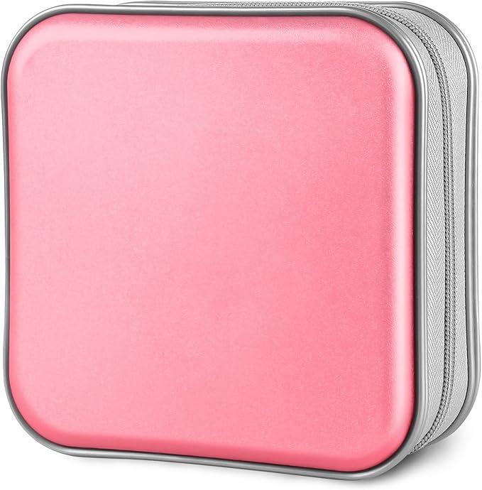CD Case, 40 Capacity CD/DVD Case Holders Wallet Hard Plastic DVD Disc Cases Storage Binder for Car Home Office Travel (Pink)