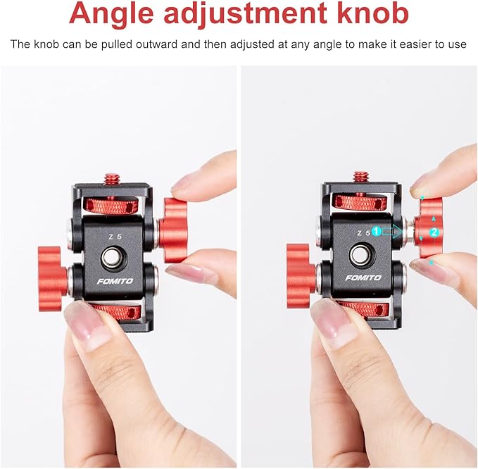 FOMITO Aluminum Alloy Dual Head 1/4'' Screw and 1/4''(3/8'') Screw hole , DSLR Rabbit cage Monitor Bracket with Adjustable Damping Photography Expansion Accessories Grey Color
