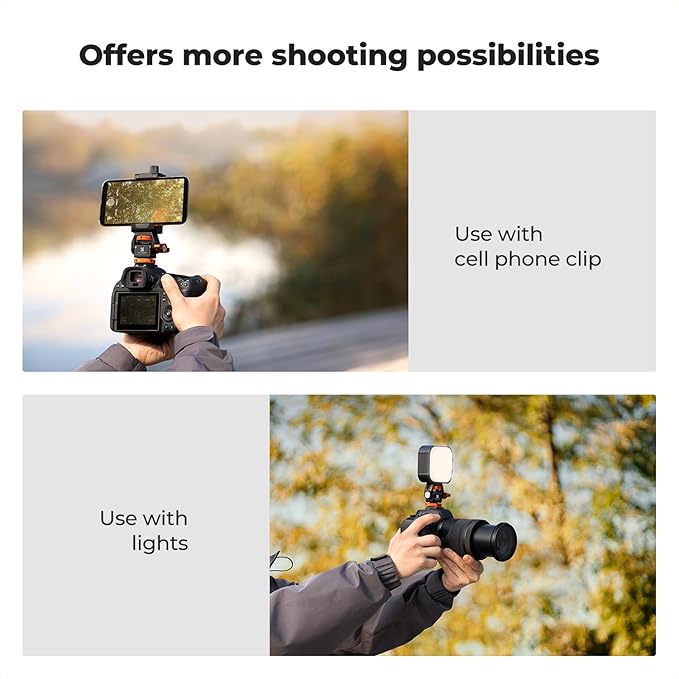 K&F Concept Magic Arm with Super Clamp + Adjustable Camera Monitor Mount, 360° Swivel 180° Tilt with Cold Shoe, Anti-Twist Design, 1/4" Screw for 5" & 7" Camera Field Monitor