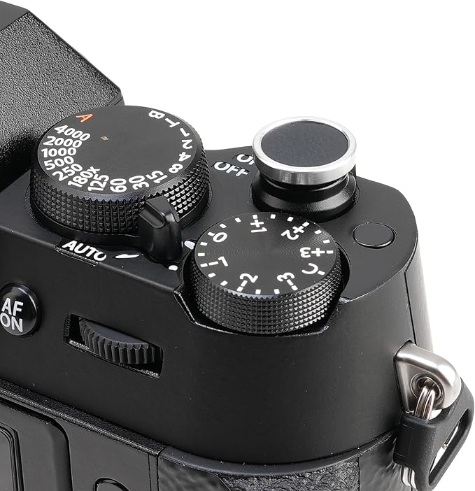 FocusFoto Camera Shutter Button PU Leather Soft Shutter Release Button Fits for Fuji X-M5 X-T50 X100VI X-T5 X-T4 X-T3 X-T30 II X-E3, for Nikon ZF DF, for Leica M10 M9 M8 M7（2-Pack, Silver & Red