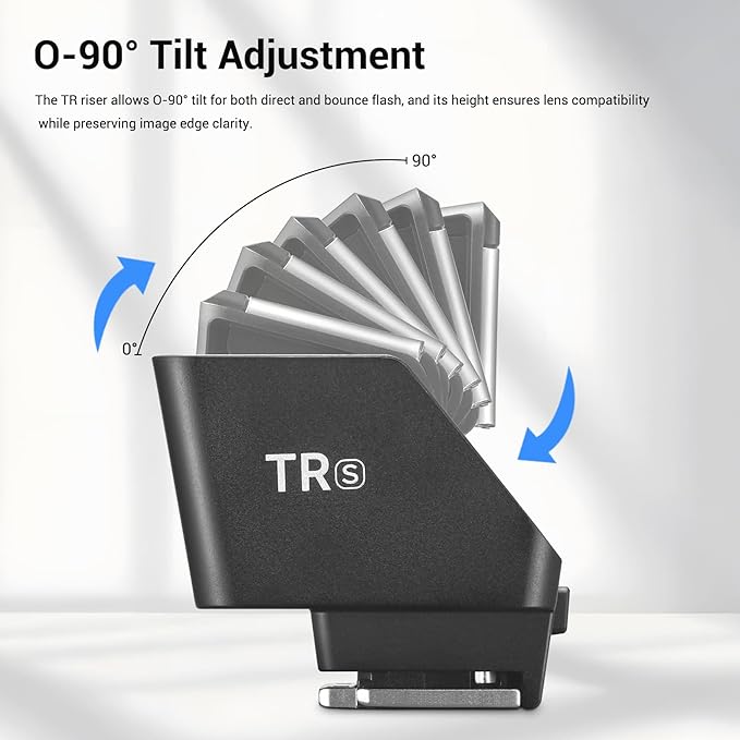 Godox TR-S TTL Camera Flash Hot Shoe Riser for Sony, Compatible with Godox iT30Pro iT20 iT22 IM20 IM22 IM30, 0-90° Tilting Head for Soft Bounce Light and Direct Flash