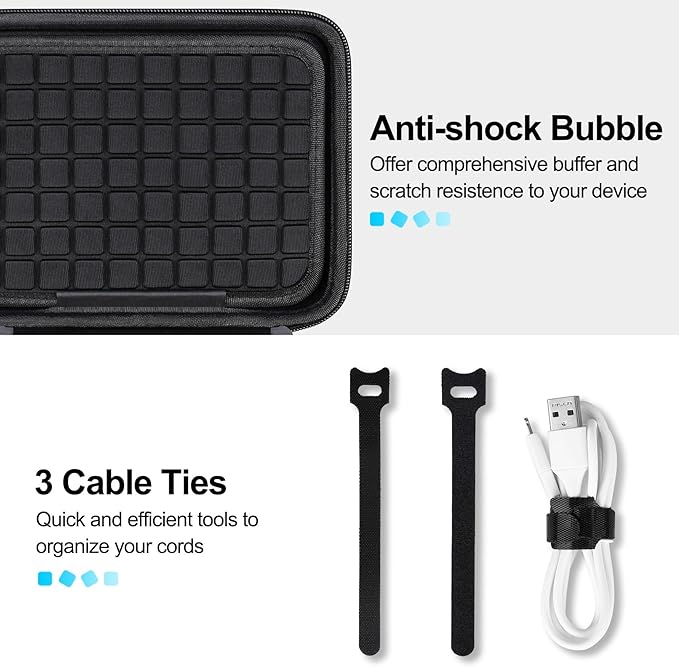 Lacdo Hard Travel Electronic Organizer Case for MacBook Power Adapter Charger, Cables, Cords, Apple Pencil, Mouse, Power Bank, USB Flash Disk, SD Cards EVA Protective Portable Accessories Bag, Black