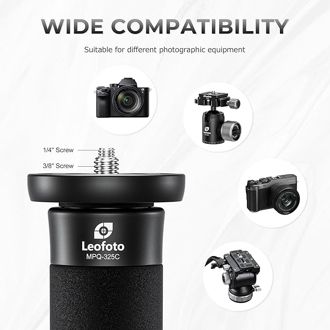 LEOFOTO Camera Monopod Carbon Fiber Portable Compact Lightweight Travel Monopod with Wrist Strap, Silicone Handle, Twist Locks, 5-Section up to 165cm, Max Load 15kg，Camo(MPQ-325C)