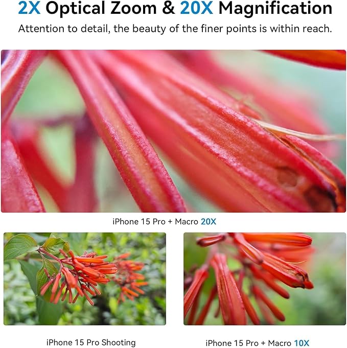 Macro Lens Kit for Smartphone, 10-20X Micro Phone Lens with Universal Lens Clip, HD Magnifier Photography Lens for iPhone Android Phone (Fits for Almost All Phone), Phone Macro Lens Attachment
