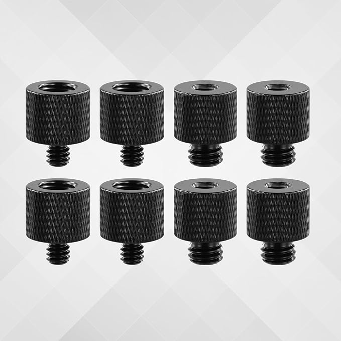 8pcs Mic Stand Adapter, 4 3/8 Female to 1/4 Male Mic Screw Adapter & 4 1/4 Female to 3/8 Male Mic Mount Adapter Camera Screw Adapter Thread for Microphone Stand Tripod