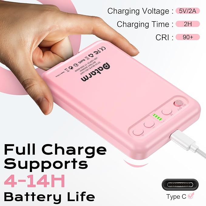 Rechargeable Soft Selfie Light for Phone, Camera, Laptop, 4-14H Battery Portable LED Light for Pictures, Phone Light Clip for Selfie, Vlog, TikTok, Makeup, Video Conference Pink